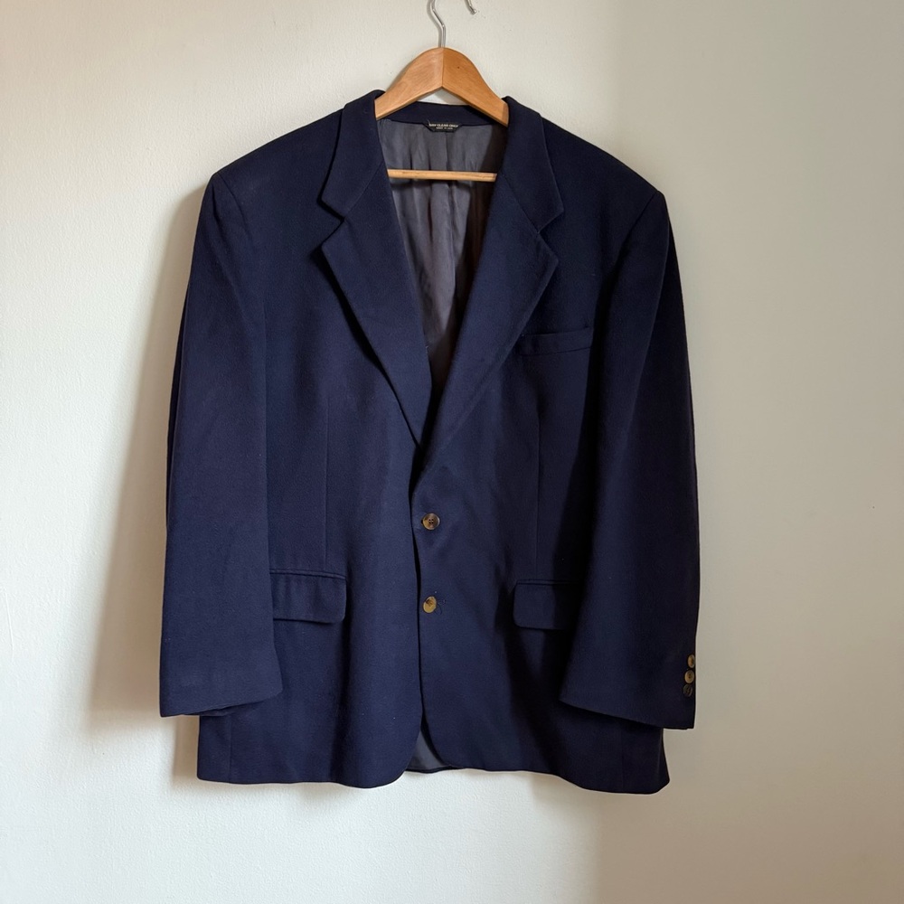 Bill Blass Jacket 100% Cashmere Blazer Made in USA Size L 50R Men’s Navy Classi